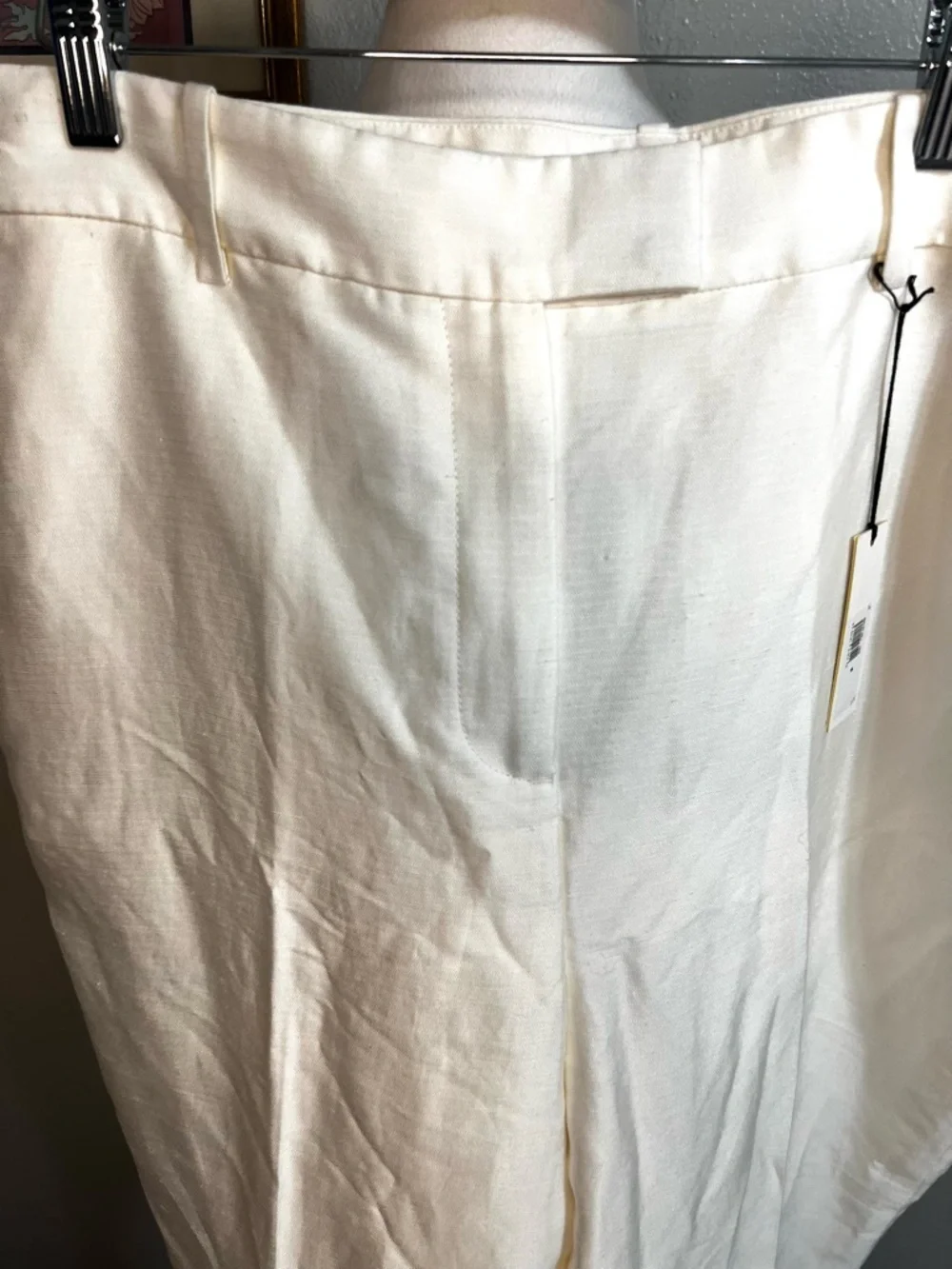 Banana Republic Cream High-Waist Straight Linen-Blend Pants 16 nwt